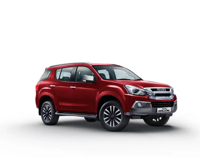 Isuzu MU-X in Red Spinel Mica color