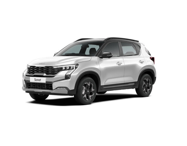 Kia Sonet in Pearl White + Aurora Black Pearl color