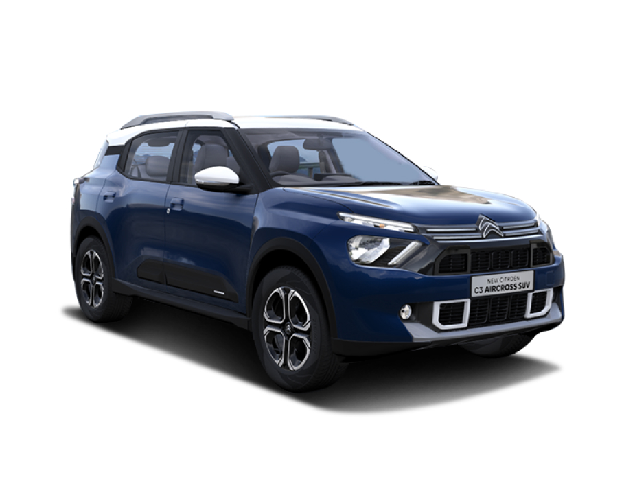 Citroen C3 Aircross in Cosmo Blue with Polar White color