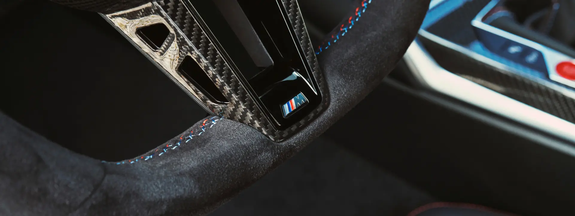 BMW M2 Steering Wheel M Badge Stitching