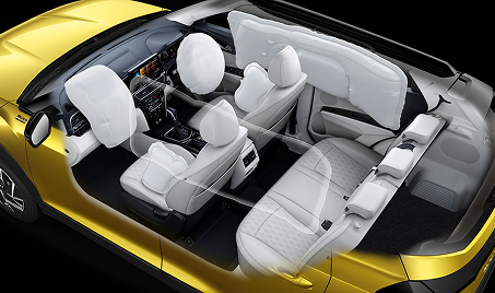 Equipped with six airbags for enhanced passenger protection.